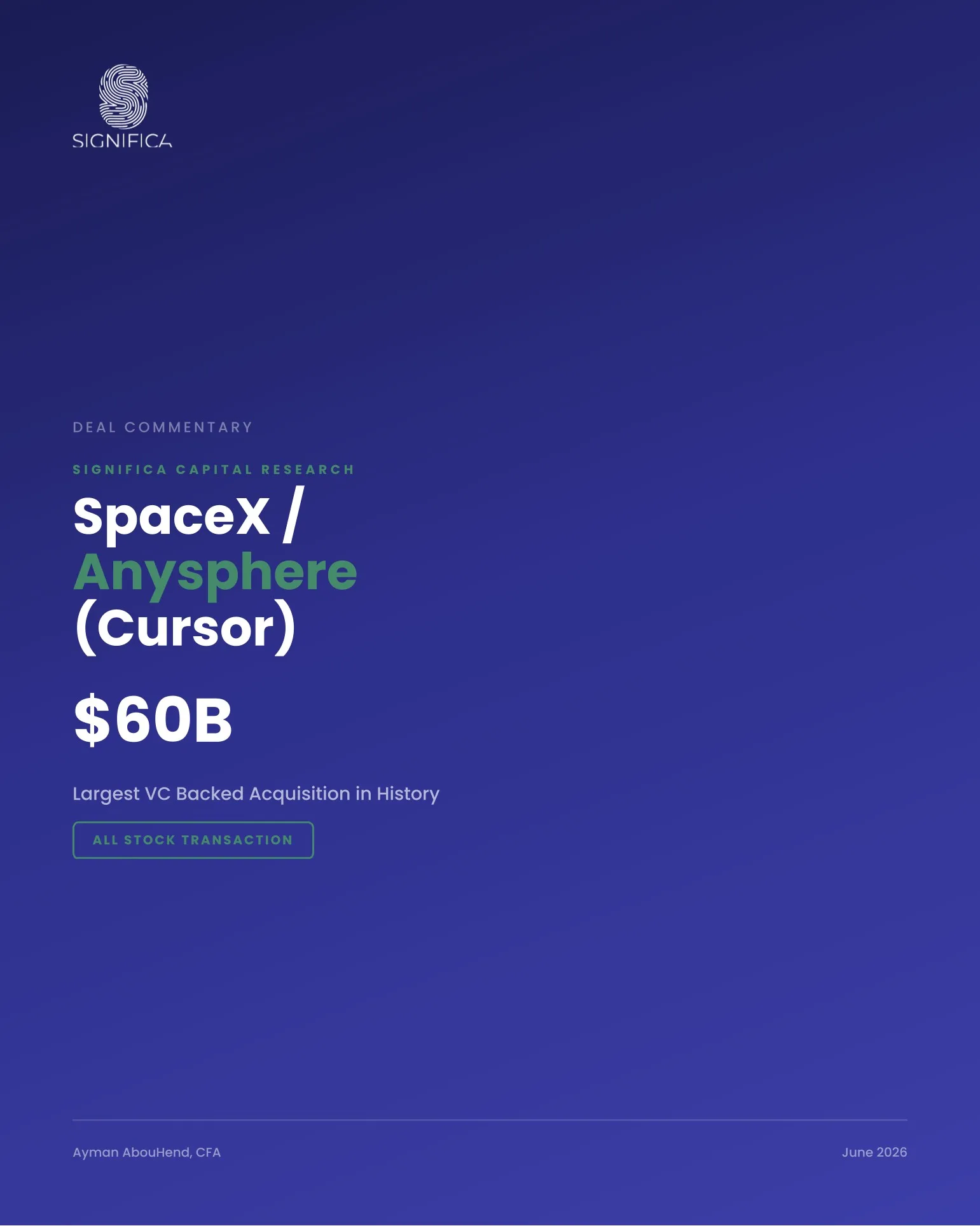 الصفحة الأولى من تعليق الصفقة: SpaceX / Anysphere (Cursor)، 60 مليار دولار