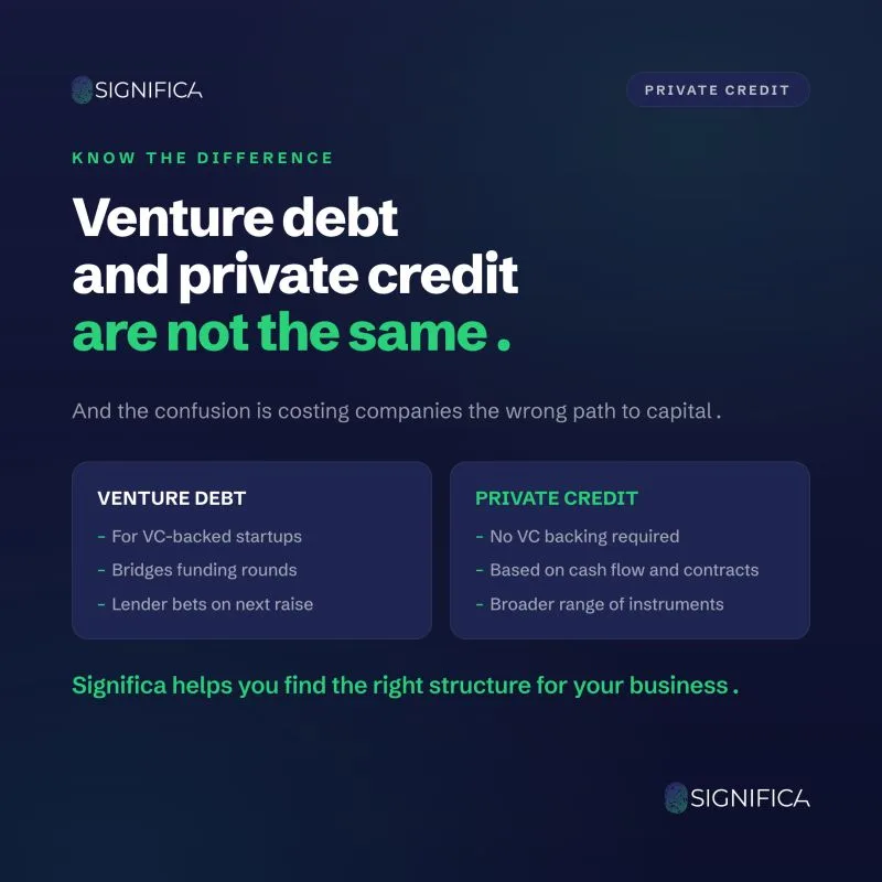 Graphic: Venture debt and private credit are not the same, compared side by side