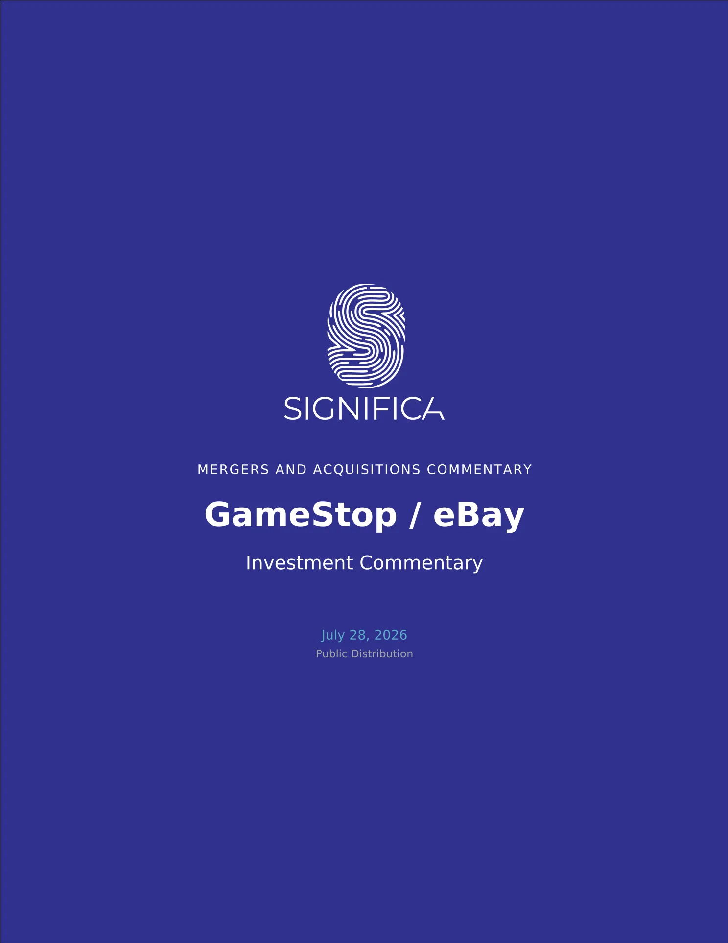 First page of the commentary: GameStop / eBay investment commentary
