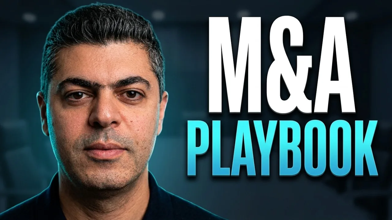 محمد الشيخ إلى جانب عبارة M&A Playbook، الصورة المصغرة لحواره مع Sunny Ray