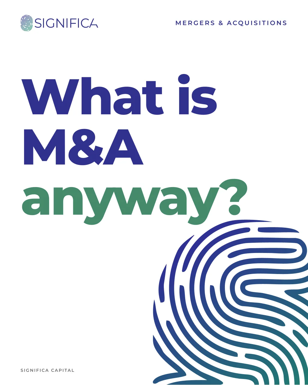 First page: What is M&A anyway? beside the Significa fingerprint mark