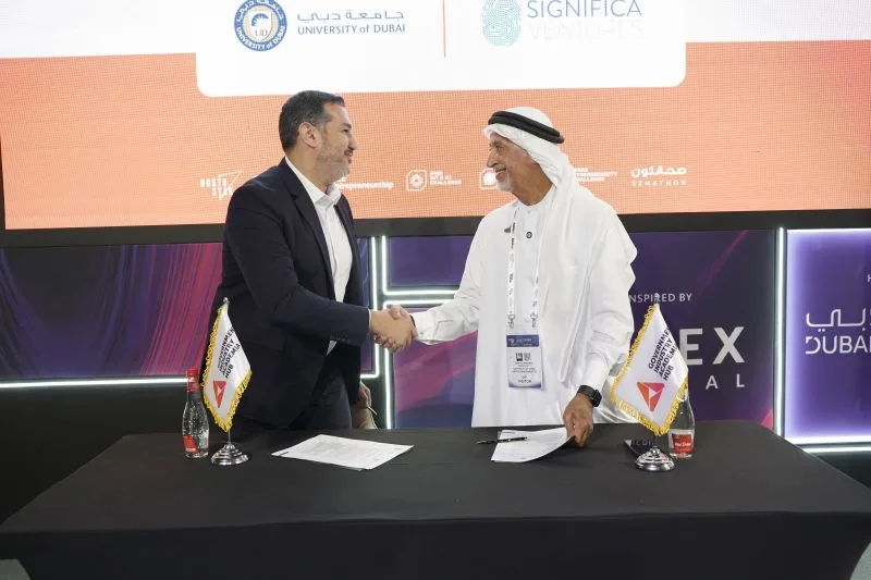 Handshake at the MOU signing between the University of Dubai and Significa Ventures