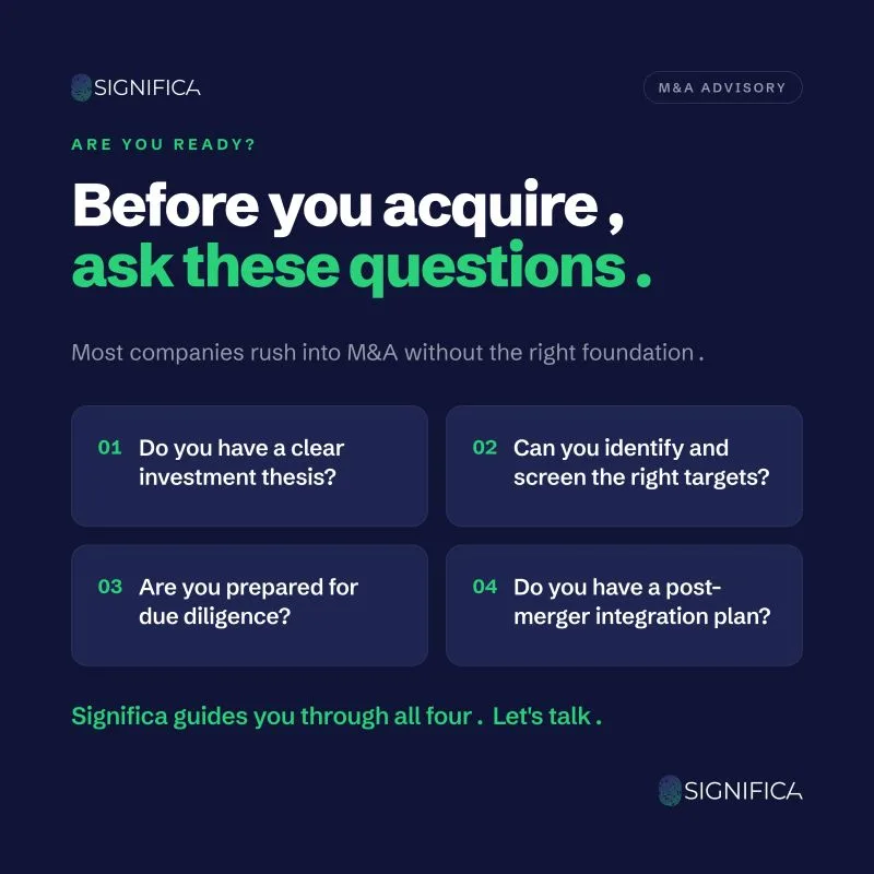 Graphic: Before you acquire, ask these questions, with four readiness questions