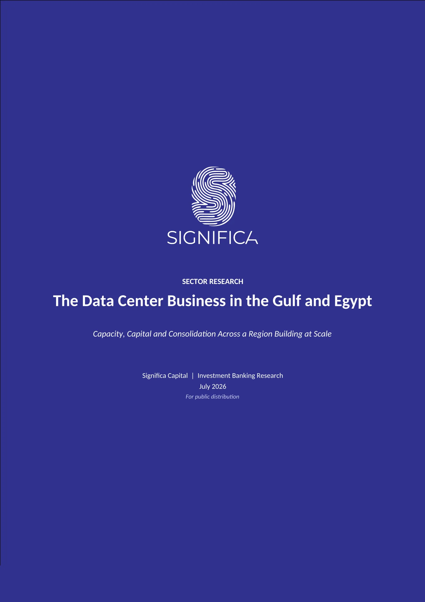 First page of the report: The data center business in the Gulf and Egypt